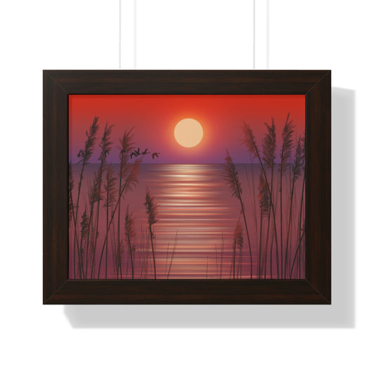 The Quiet Hour — Coastal Sunset Framed Poster
