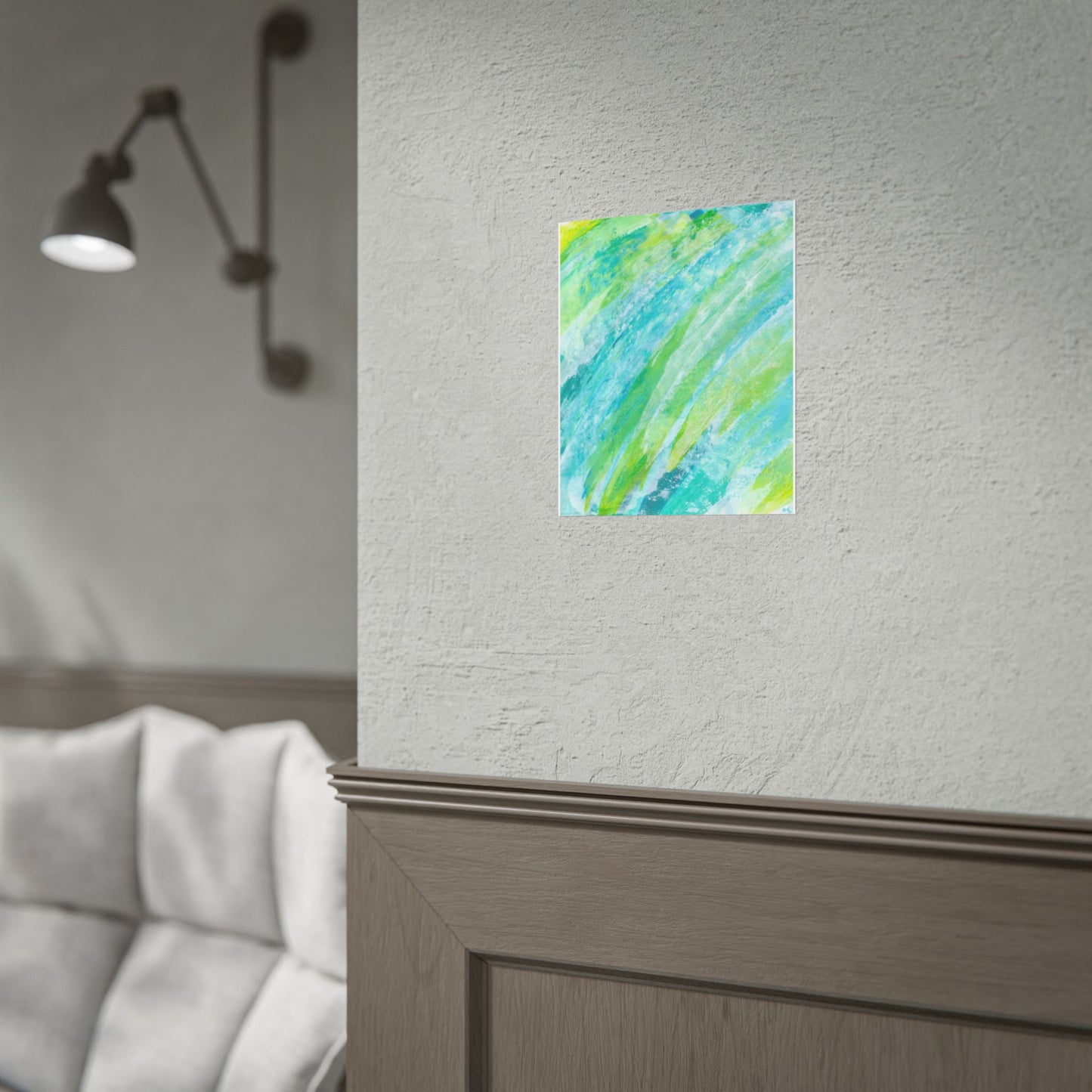 Aqua Breeze Rolled Poster — Abstract Blue & Green Watercolor Wall Art