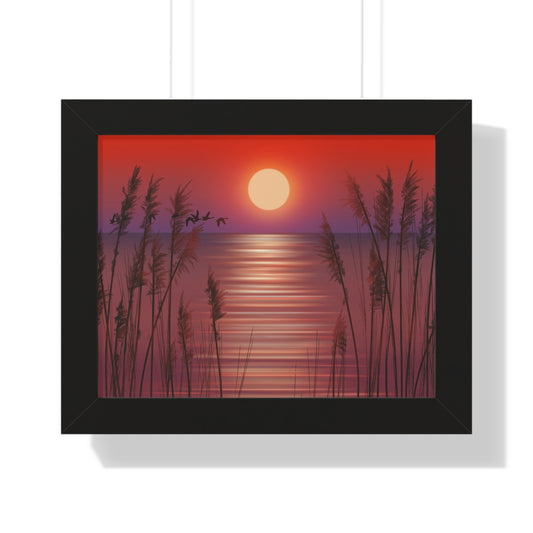 The Quiet Hour — Coastal Sunset Framed Poster