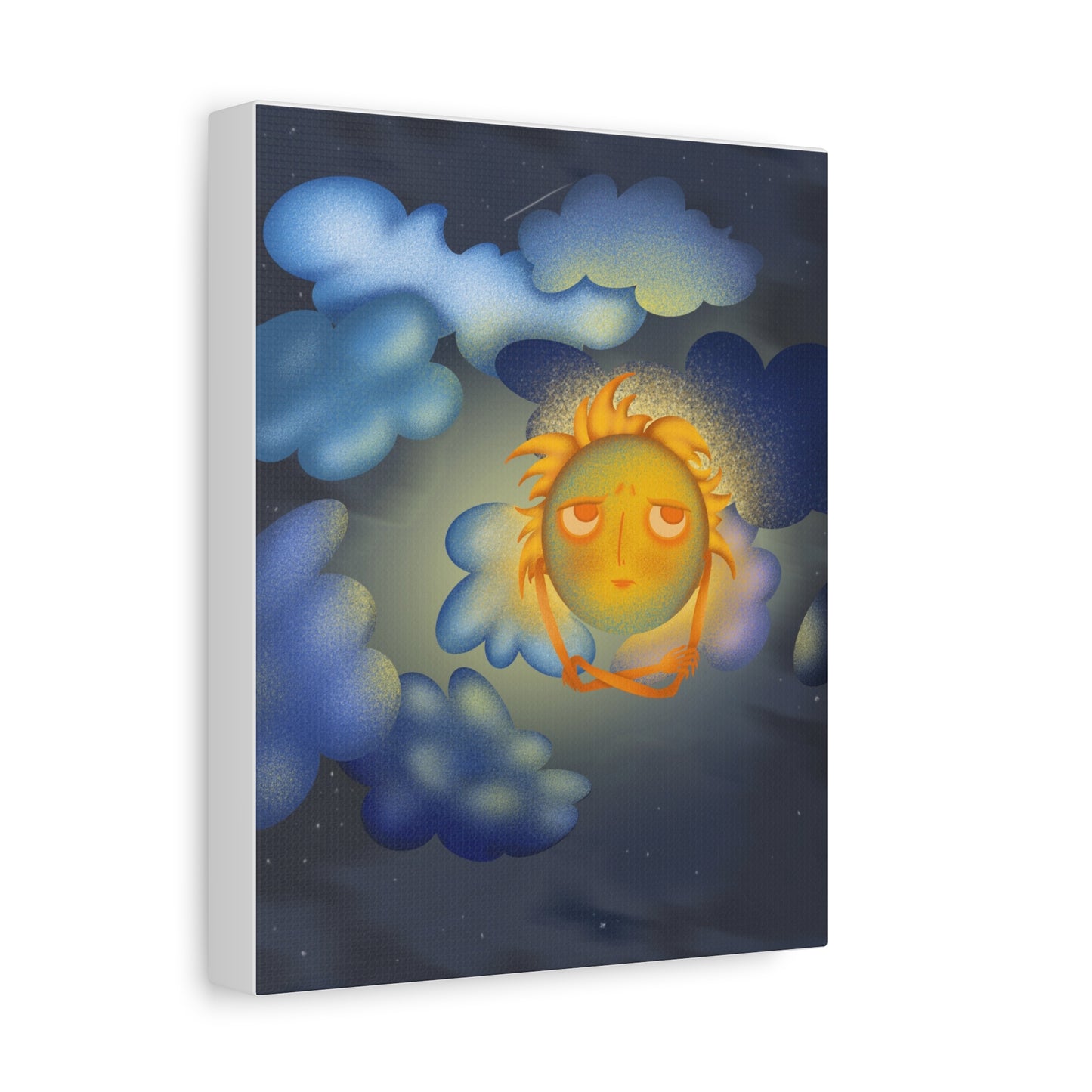 Sleepy Sun Art Canvas - Whimsical Celestial Wall Decor