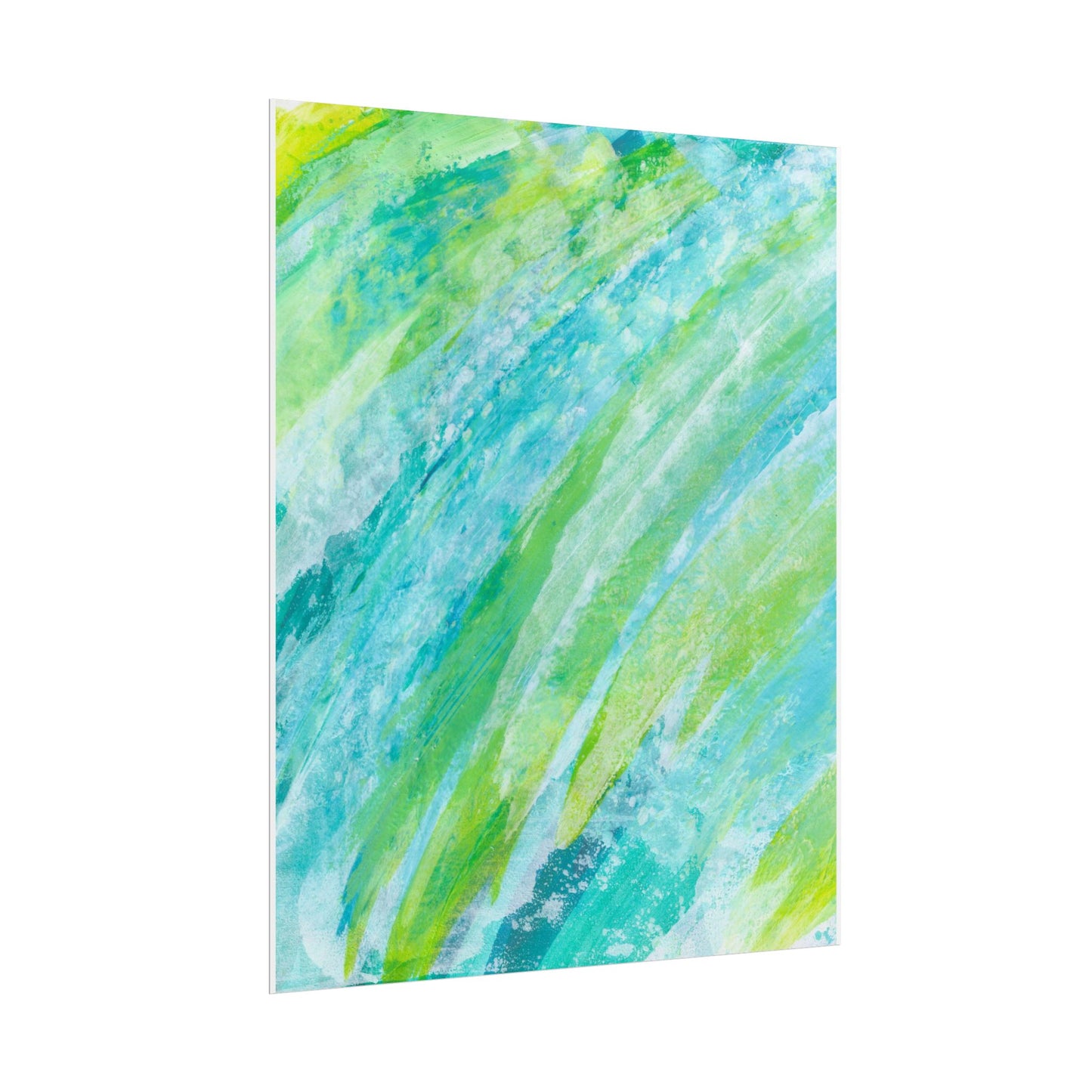 Aqua Breeze Rolled Poster — Abstract Blue & Green Watercolor Wall Art