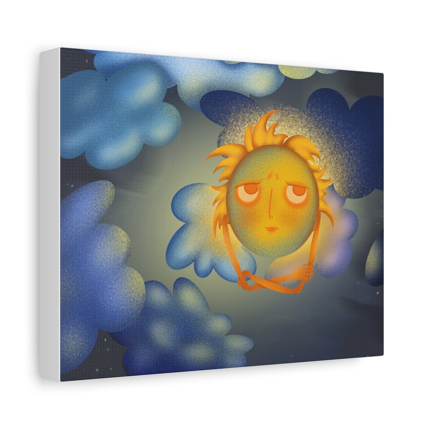 Sleepy Sun Art Canvas - Whimsical Celestial Wall Decor