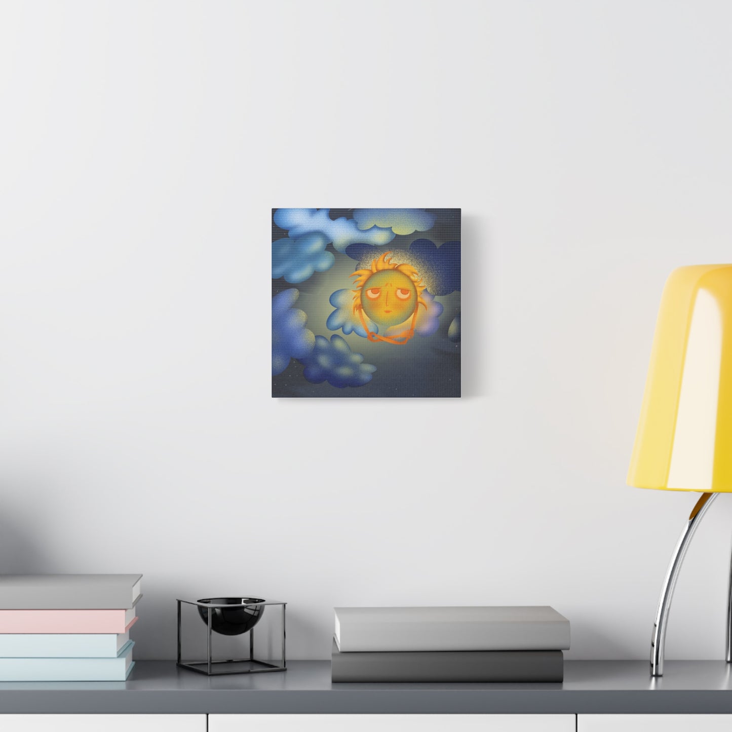 Sleepy Sun Art Canvas - Whimsical Celestial Wall Decor