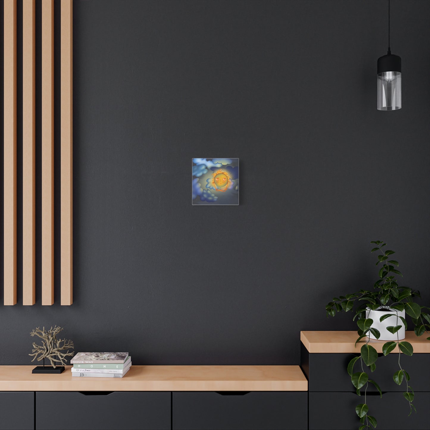 Sleepy Sun Art Canvas - Whimsical Celestial Wall Decor
