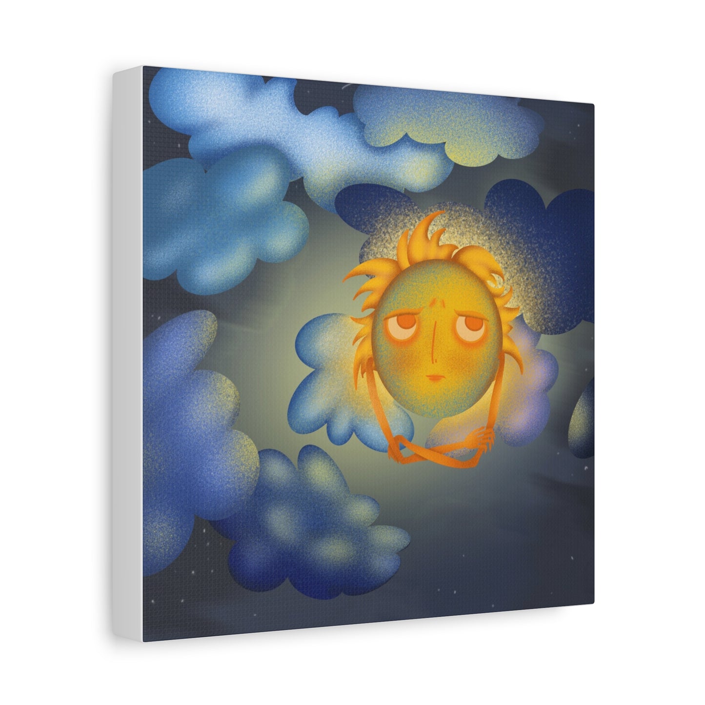Sleepy Sun Art Canvas - Whimsical Celestial Wall Decor