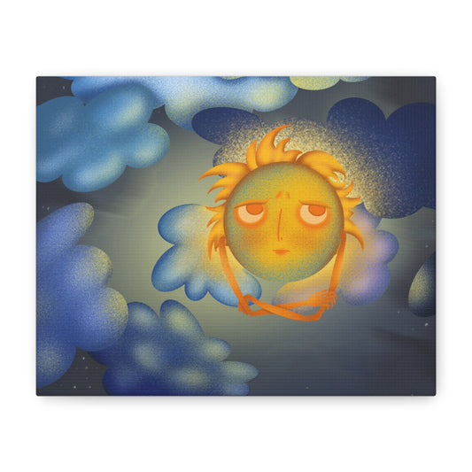 Sleepy Sun Art Canvas - Whimsical Celestial Wall Decor