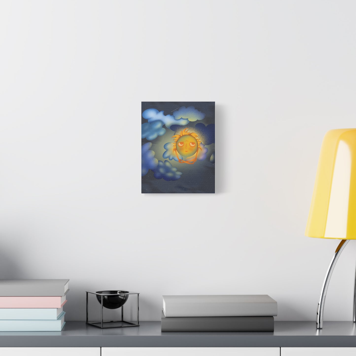 Sleepy Sun Art Canvas - Whimsical Celestial Wall Decor