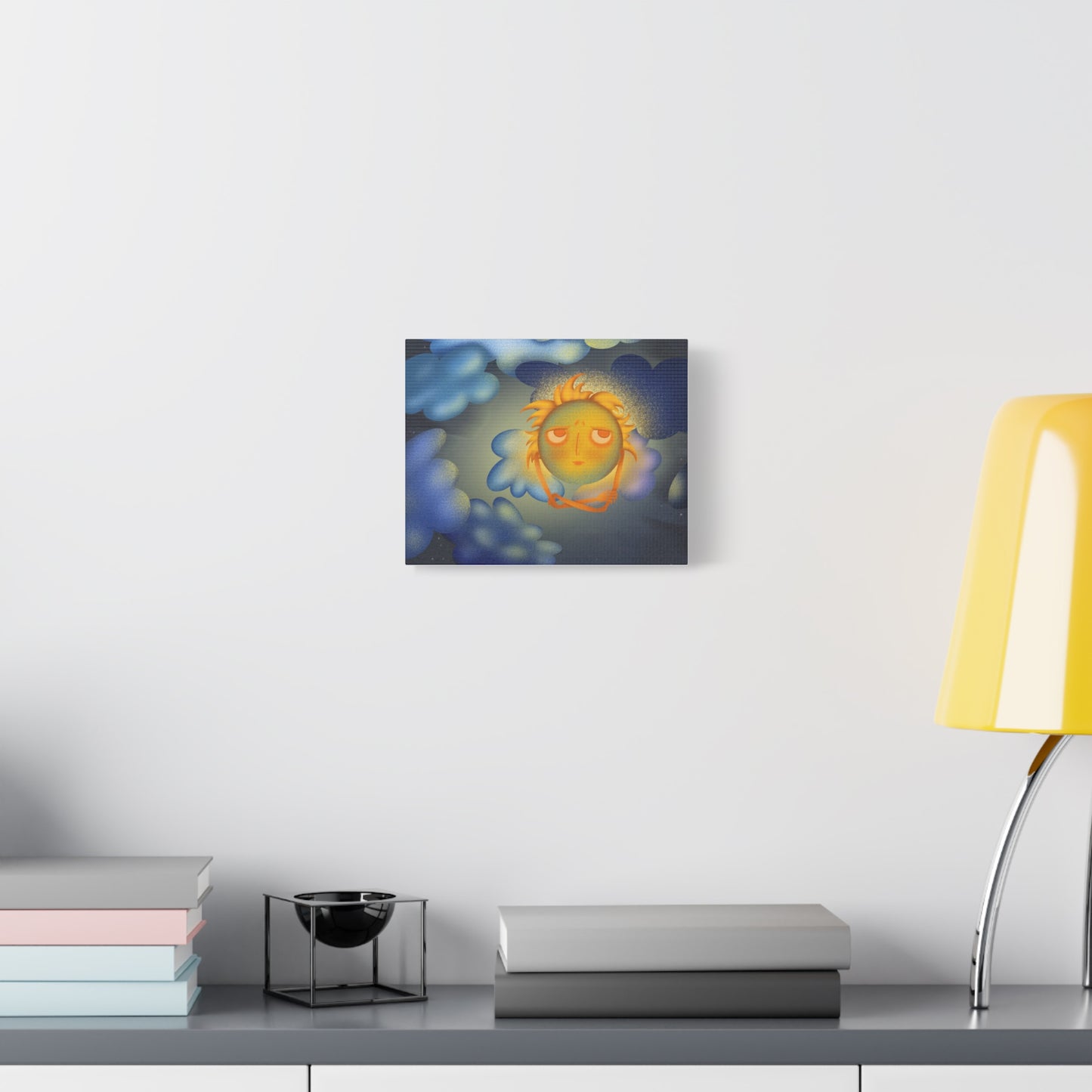 Sleepy Sun Art Canvas - Whimsical Celestial Wall Decor