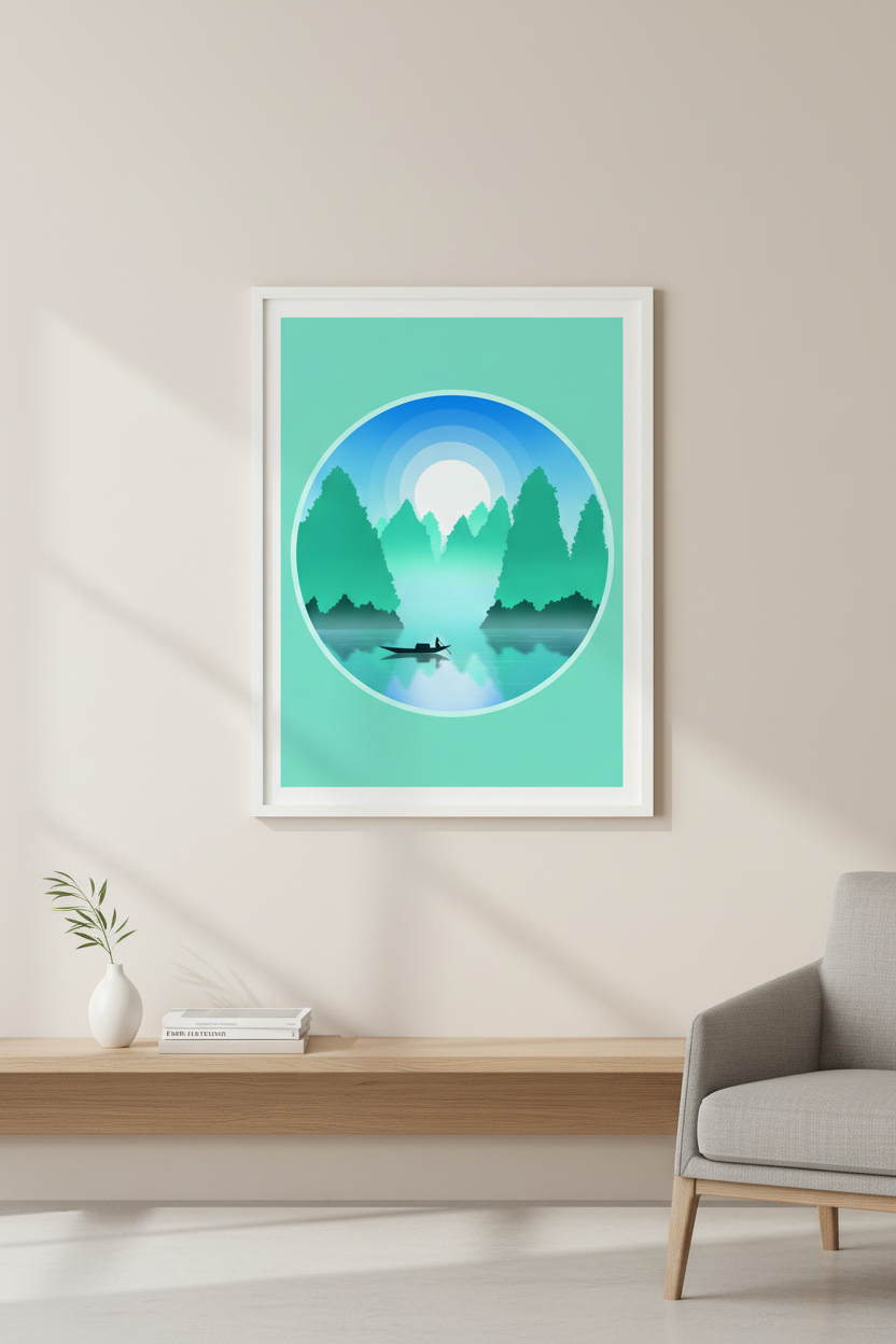Jade River — framed art print mockup