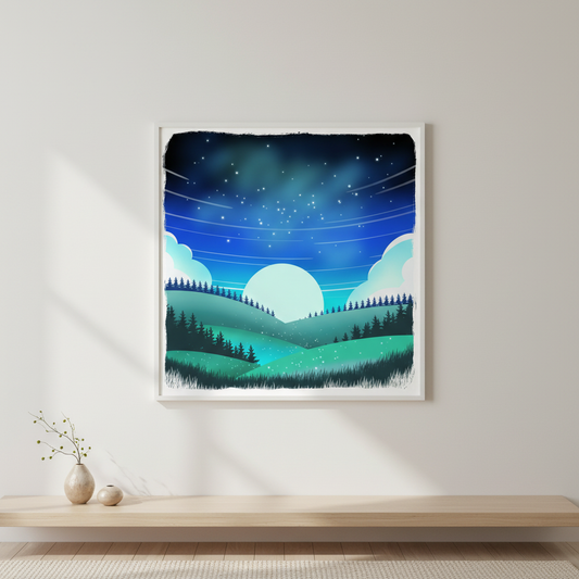 Starry Meadow — framed art print mockup