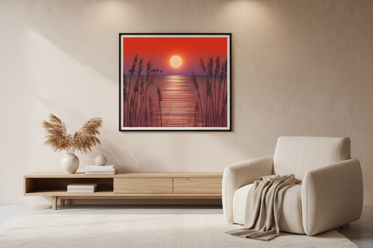 The Quiet Hour mockup in warm living room interior